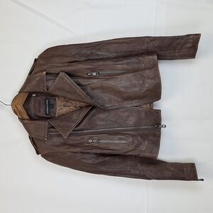Vintage Andrew Marc Taupe Leather Jacket Sz S